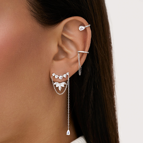 Серьги серебро 925 серебряные гвоздики с цепочкой Miestilo