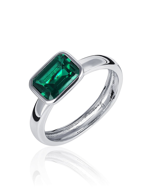 Серебряное кольцо с зеленым фианитом в огранке эмеральд MIESTILO Miestilo  2