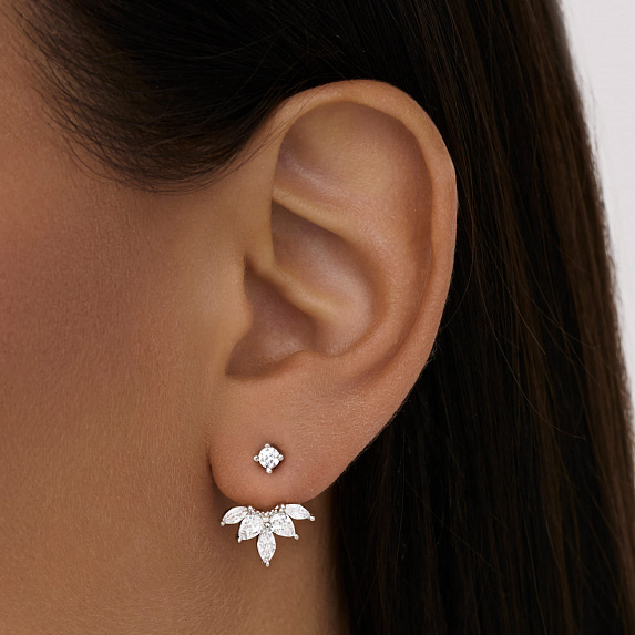 Серьги серебро 925 серебряные пусеты с камнями ювелирные Miestilo