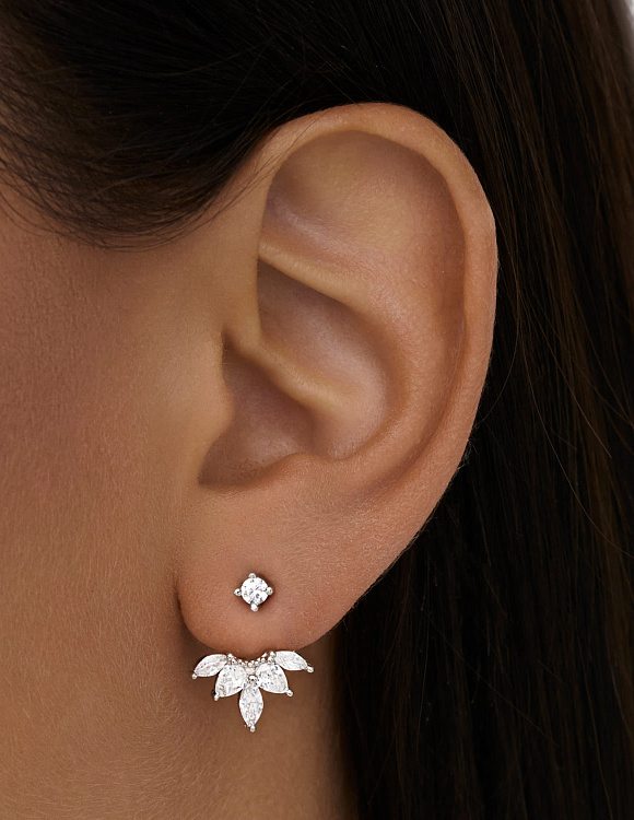 Серебряные серьги-трансформеры с фианитами MIESTILO Miestilo