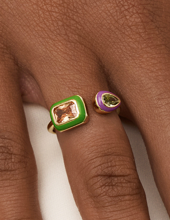 Кольцо серебро 925 позолоченное ювелирное регулируемое Miestilo