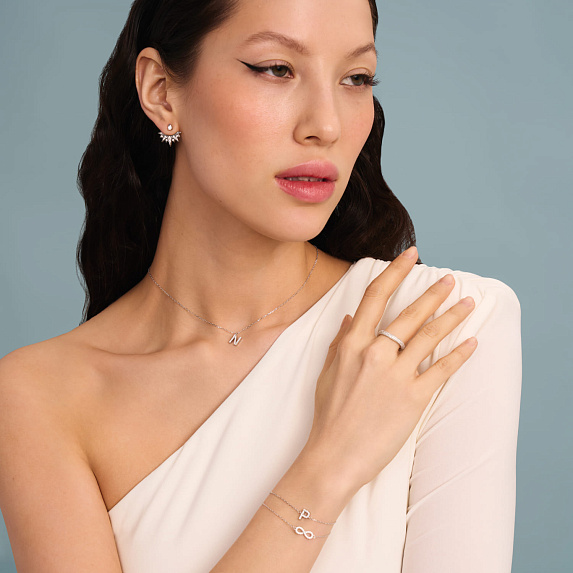 Серебряные серьги трансформеры с фианитами Miestilo