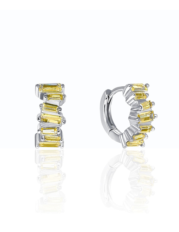 Миниатюрные серьги-конго с желтыми фианитами MIESTILO  Miestilo  2