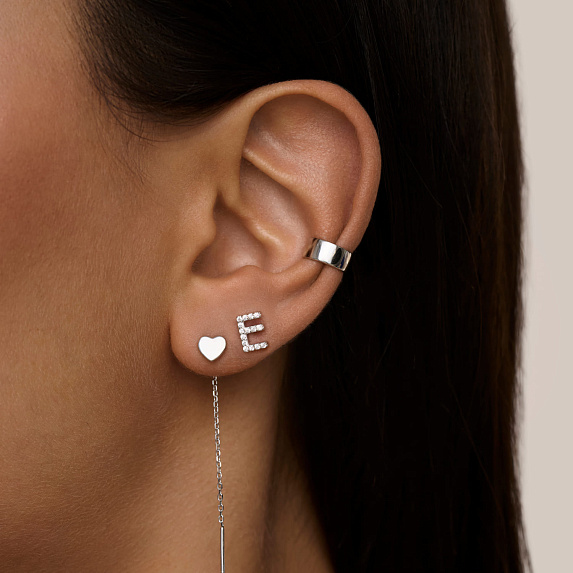 Моносерьга серебро 925 гвоздик c буквой Е Miestilo