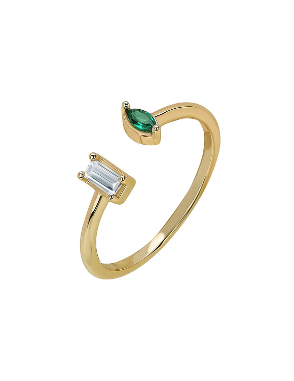 Кольцо серебро 925 позолоченное ювелирное безразмерное Miestilo  2