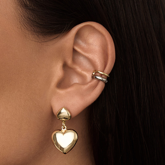 Серьги серебро 925 гвоздики сердечки позолоченные Miestilo