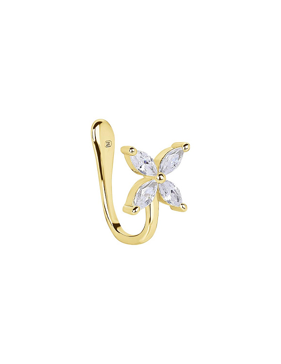 Серьга кафф серебро 925 моносерьга серебряная одиночная в позолоте Miestilo