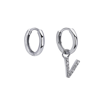 Серьги конго серебро 925 трансформеры с буквой V Miestilo