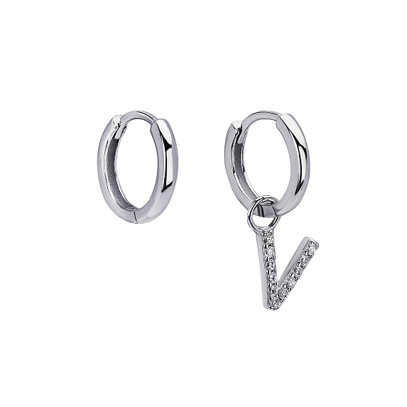 Серьги конго серебро 925 трансформеры с буквой V Miestilo