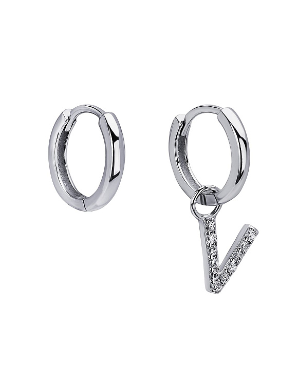 Серьги конго серебро 925 трансформеры с буквой V Miestilo  2