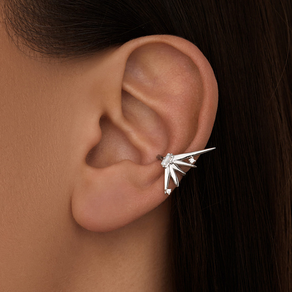 Серебряный кафф с фианитами Miestilo