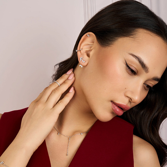 Серьги серебро 925 гвоздики с камнями трансформеры Miestilo