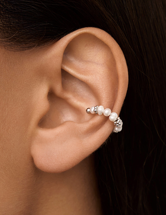 Серебряный кафф с жемчугом MIESTILO  Miestilo