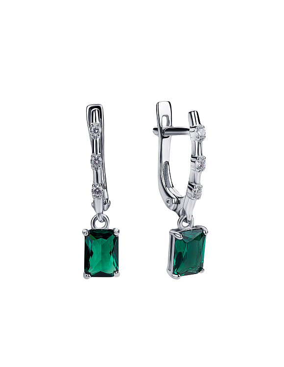 Серьги серебро 925 с камнями длинные Miestilo  2