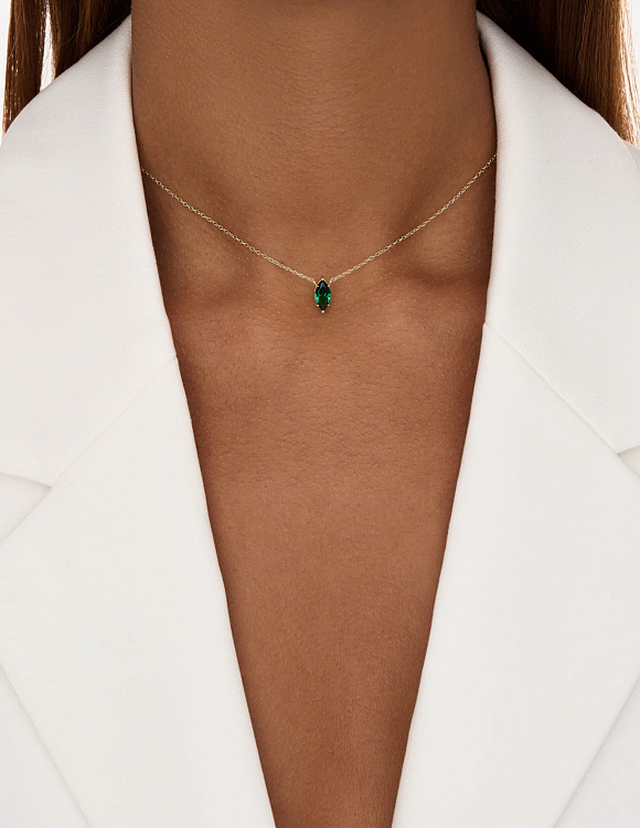 Серебряное колье с фианитом в огранке маркиз Miestilo