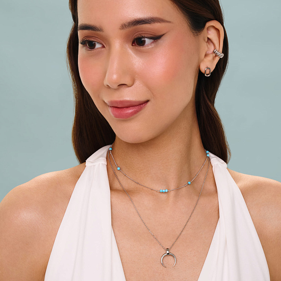 Серебряное колье с искуственной бирюзой Miestilo
