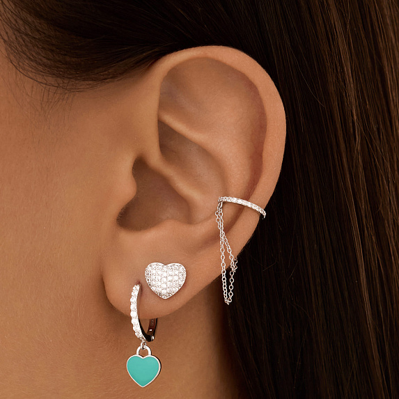 Серьги серебро 925 серебряные гвоздики женские сердечки Miestilo