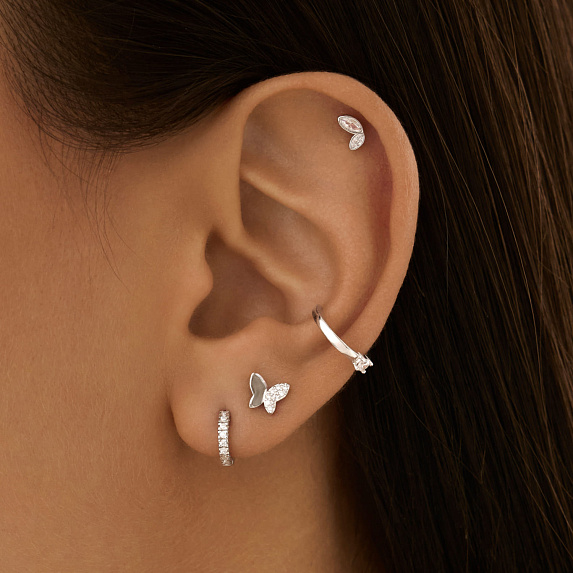 Серьги кольца серебро 925 серебряные конго с фианитами Miestilo