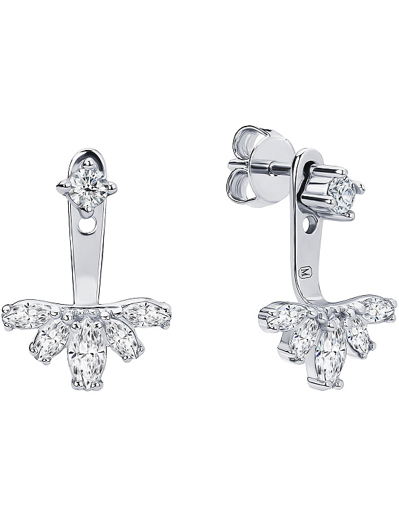 Серебряные серьги трансформеры с фианитами Miestilo