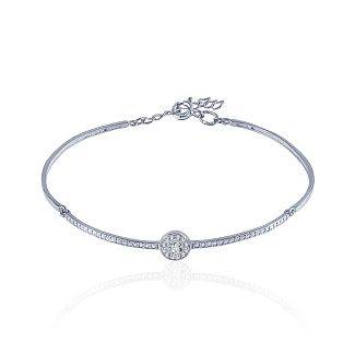Серебряный жесткий браслет с дорожкой из фианитов MIESTILO Miestilo