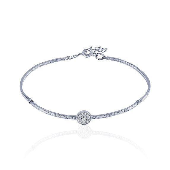 Серебряный жесткий браслет с дорожкой из фианитов MIESTILO Miestilo