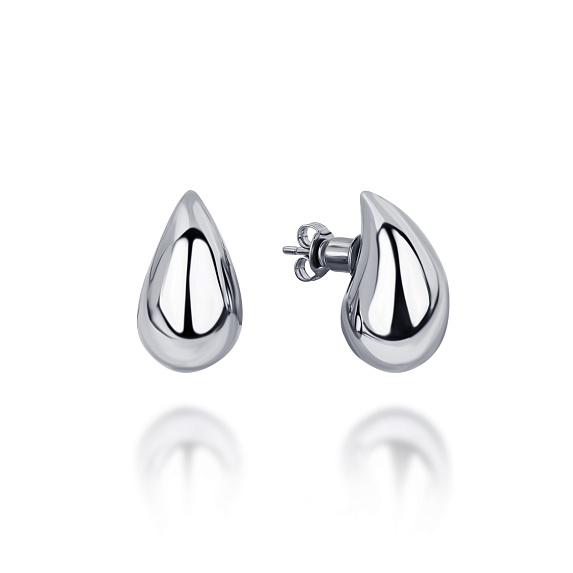 Серьги серебро 925 серебряные гвоздики капельки объемные Miestilo