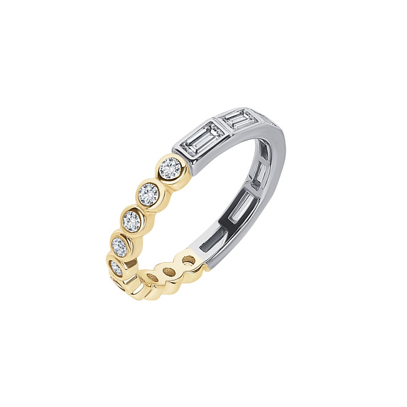 Серебряное кольцо биколор с фианитами Miestilo