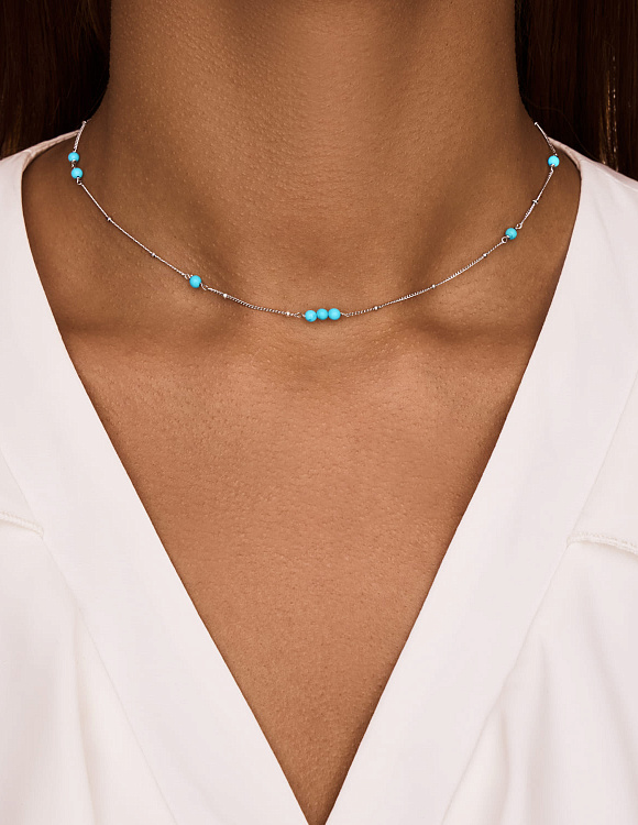 Серебряное колье с искуственной бирюзой Miestilo