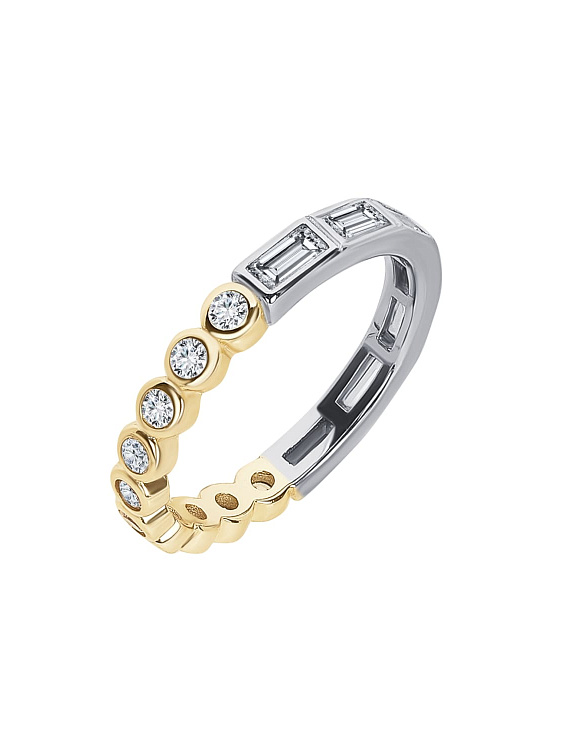 Серебряное кольцо биколор с фианитами Miestilo  2