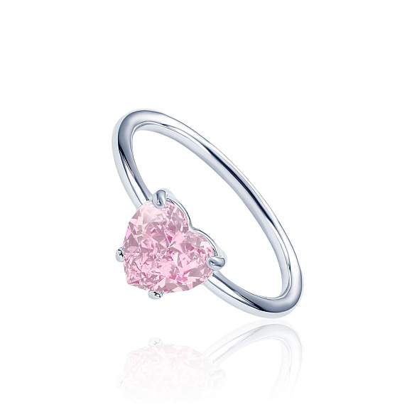 Серебряное кольцо с розовым сердцем Симона Miestilo