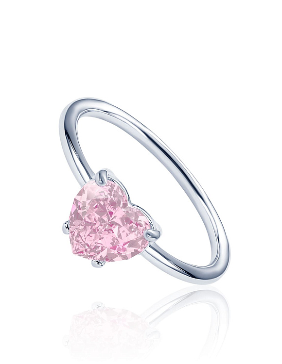 Серебряное кольцо с розовым сердцем Симона Miestilo  2