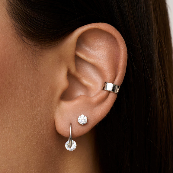 Серьга кафф серебро 925 моносерьга серебряная одиночная Miestilo