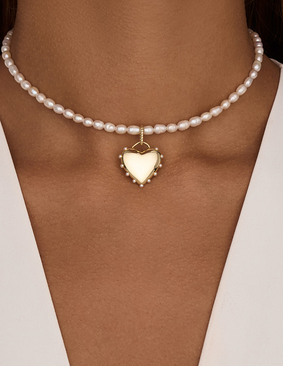 Колье на шею серебро 925 чокер жемчуг Miestilo