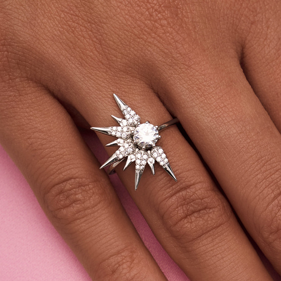 Серебряное кольцо с фианитами Miestilo