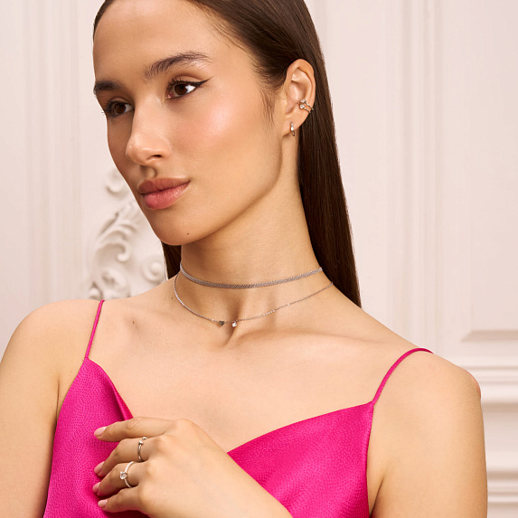 Серьги кольца серебро 925 женские конго с камнями Miestilo