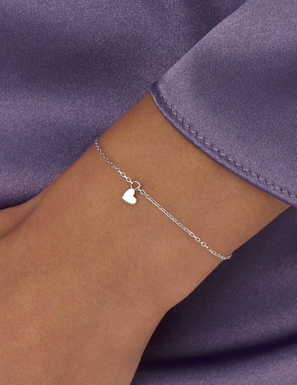 Браслет серебро 925 серебряный сердце на руку Miestilo