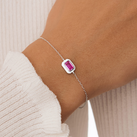 Серебряный браслет с эмалью и корундом  Miestilo