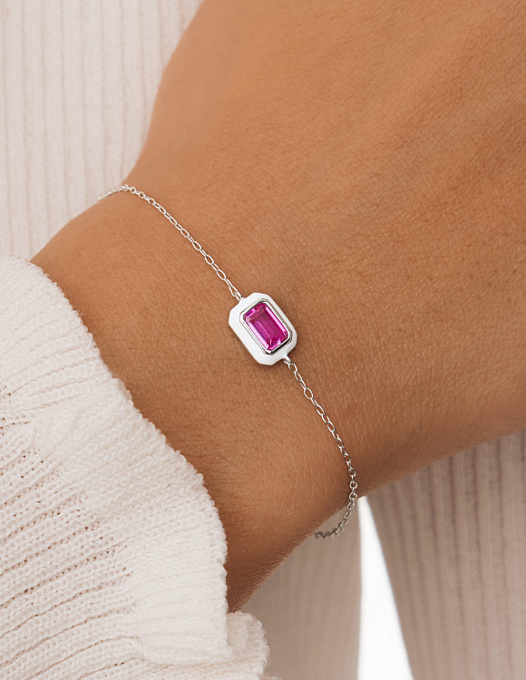 Серебряный браслет с эмалью и корундом  Miestilo