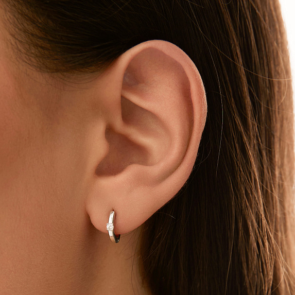Серьги кольца серебро 925 женские конго с камнями Miestilo