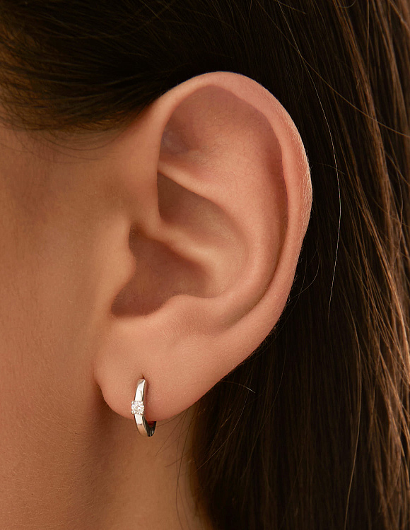 Серьги кольца серебро 925 женские конго с камнями Miestilo