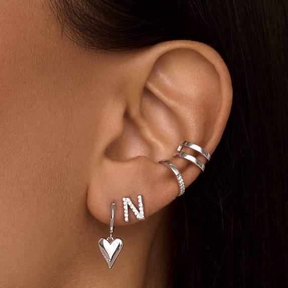 Моносерьга серебро 925 гвоздик c буквой N Miestilo