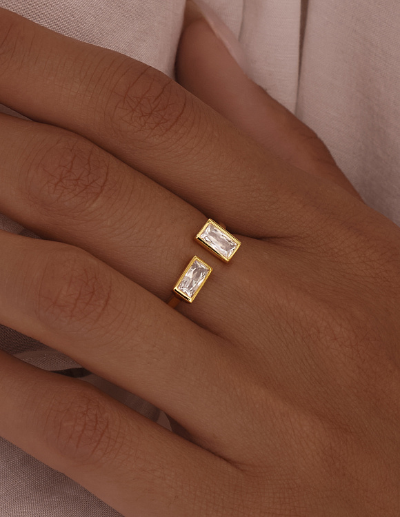 Серебряное кольцо с фианитами в огранке багет Miestilo