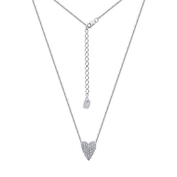 Серебряное колье сердце с фианитами Miestilo