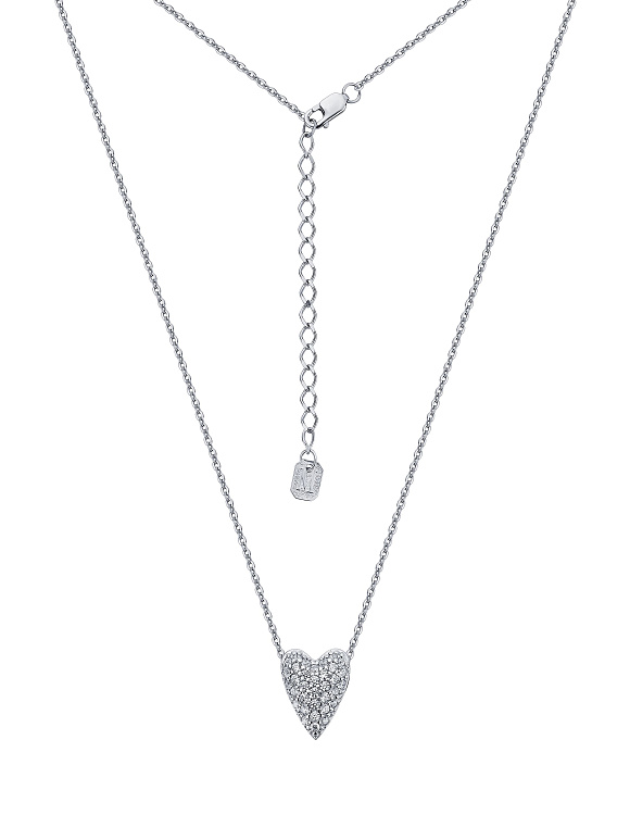 Серебряное колье сердце с фианитами Miestilo