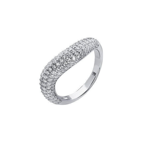 Серебряное кольцо волна с фианитами Miestilo