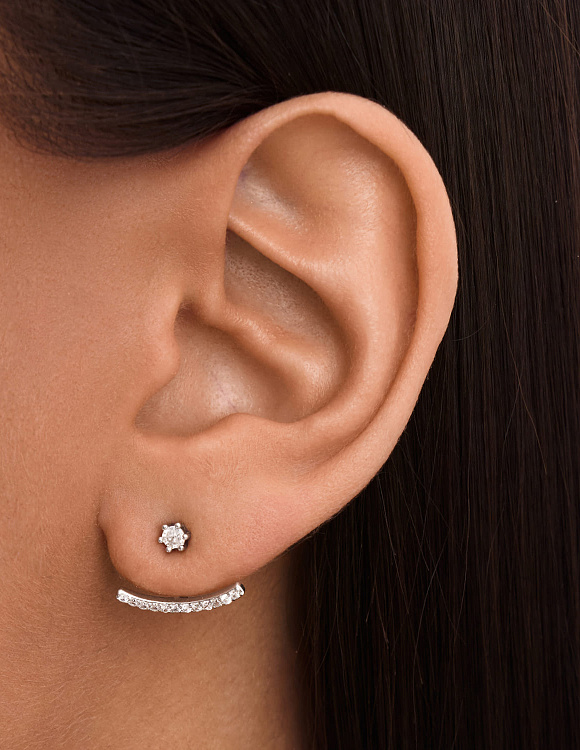 Серебряные серьги-трансформеры с фианитами MIESTILO  Miestilo