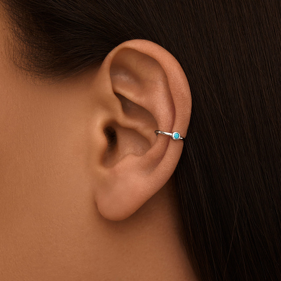 Серебряный кафф с искуственной бирюзой Miestilo