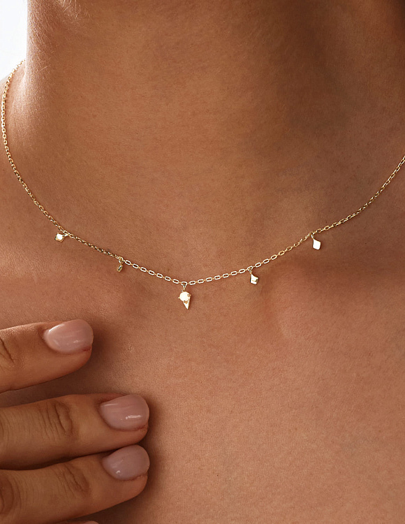 Колье на шею серебро 925 позолоченное Miestilo