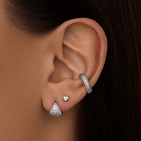 Серьги серебро 925 серебряные гвоздики сердечки Miestilo