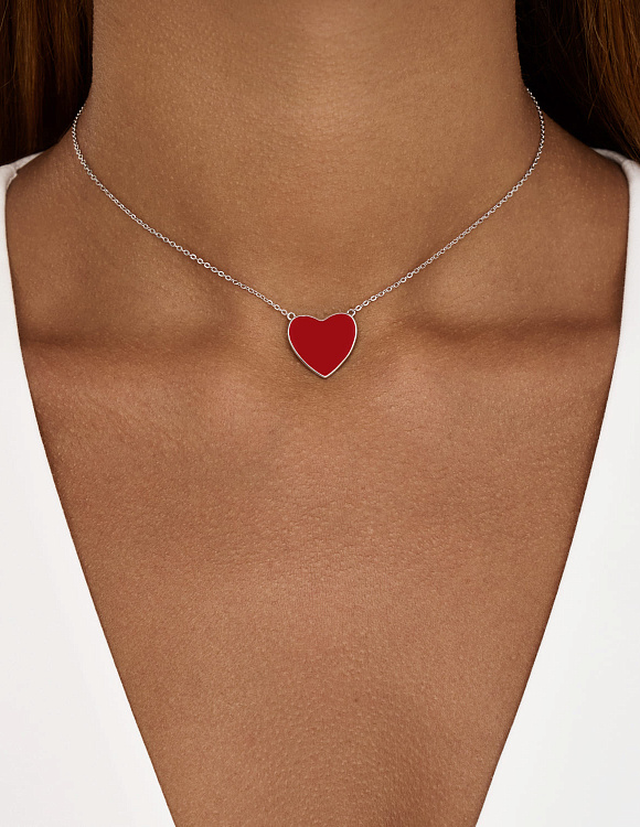 Подвеска сердце серебро 925 на шею с цепочкой Miestilo